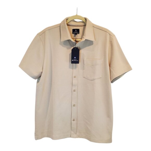 NWT BEN SHERMAN Men's Cotton Blend Knit Short Sleeve Button Down Casual Shirt - Picture 2 of 12